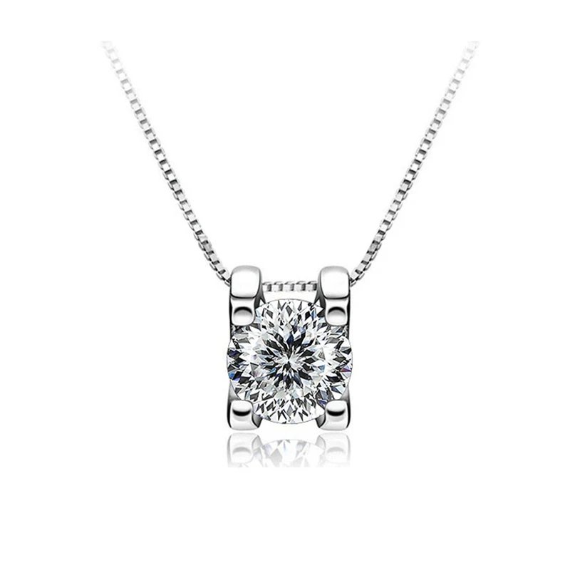 JoyceJelly 1ct D Color VVS Moissanite Pendant Necklace For Women Classic Design 925 Sterling Silver Jewelry Diamond Test Passed