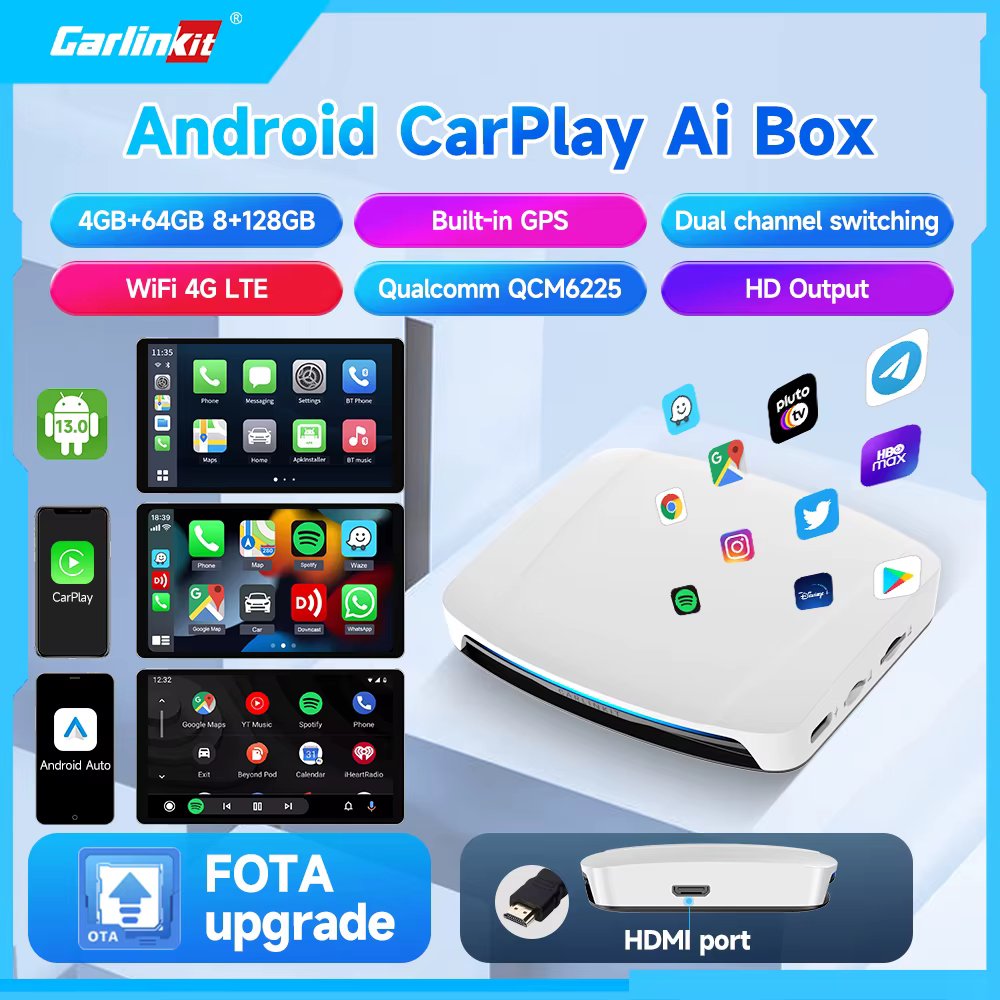 Carlinkit HDMI Carplay Ai Box Android 13 QCM 6225 Wireless Carplay Android Auto WIFI 4G Car Box Mini For Netflix Iptv Play Store