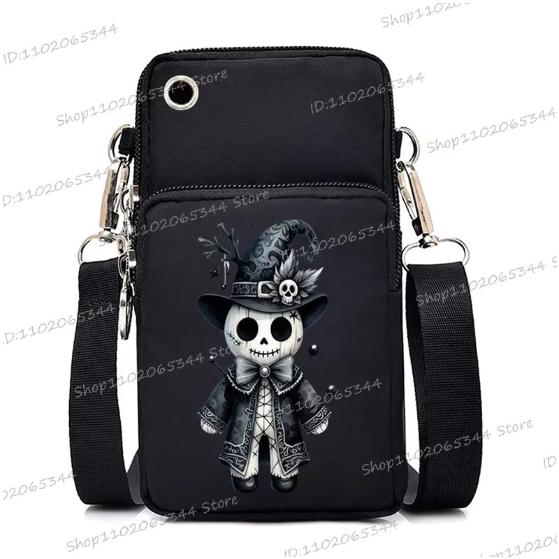 Mini Mobile Phone Bag Women Men Gothic Doll Pattern Crossbody Bag Fashion Harajuku All-match Halloween Shoulder Handbags Purses