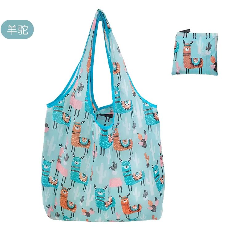 Women Reusable Shopping Bag Foldable Bag Fashion Flower Printing Folding Recycle Handbags Tote Grocery Bag
