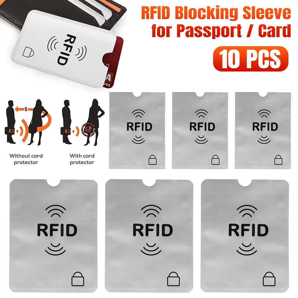 10 x RFID Blocking Card Sleeve - Secure Credit/Debit Card Holder ID Anti-Theft