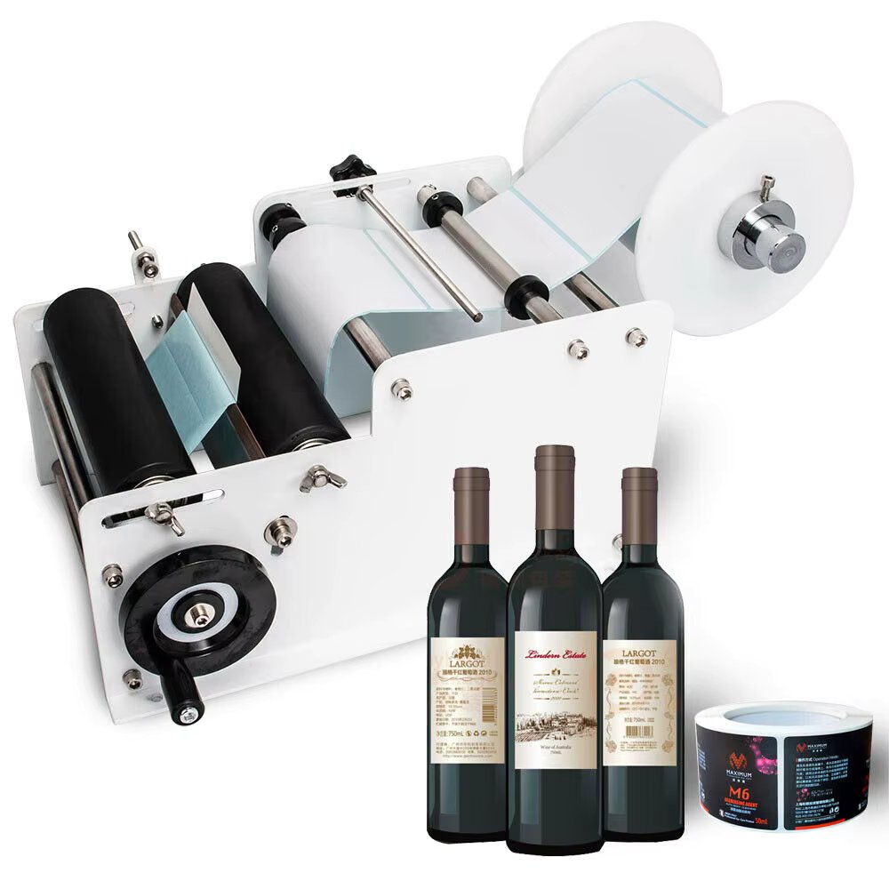 SUMEVE Manual Labeling Machine Bottle Adjustable Semi-Automatic Sticker Machine For Business Glass Metal Bottle MT30