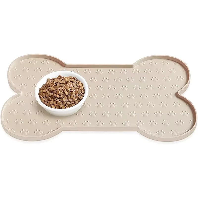 Dog Food Mat Anti-Slip Silicone Thicker Pet Placemat Waterproof Feeder Pad with Raised Edge Puppy  Feeding Mats