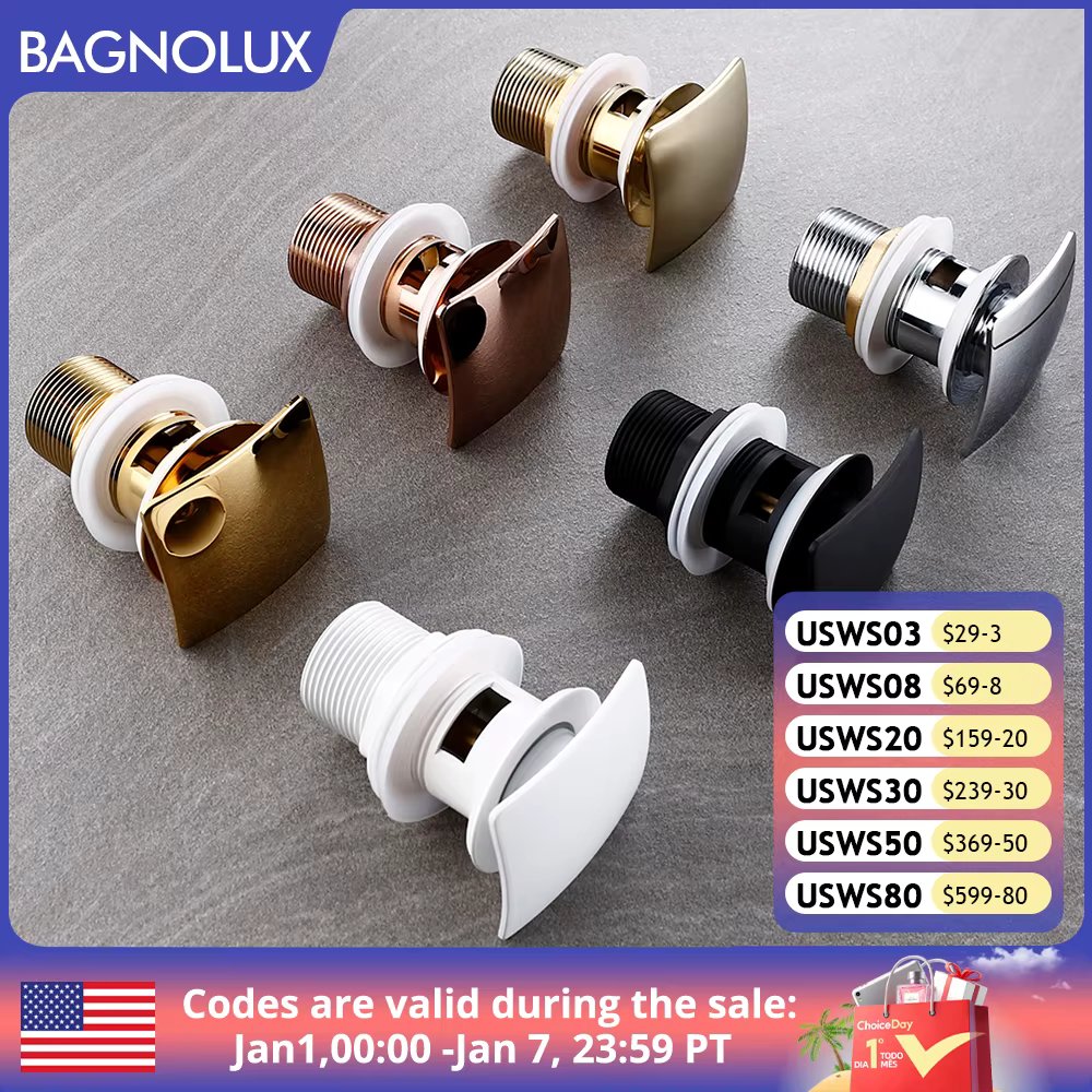 Bagnolux Gold Black White Brass Basin Sink Pop-Up Drainage Square Antifouling Easy To Clean Kitchen Pipe Bathroom Accessories