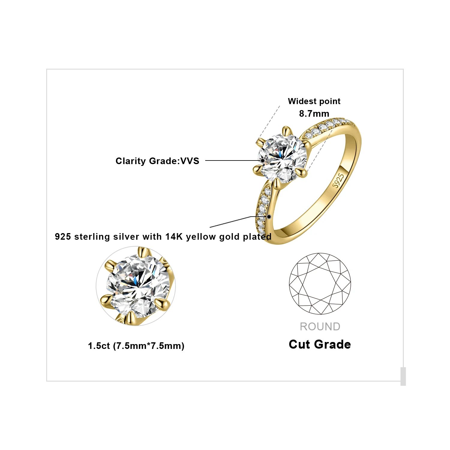 1.5ct Yellow Color