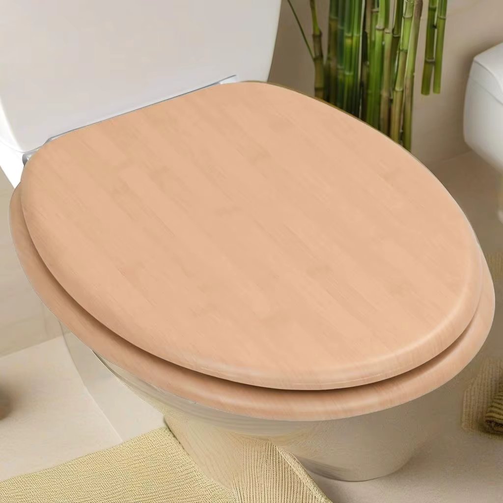 2-Piece MDF Bamboo Design Toilet Seat Set with Lids - Stylish & Durable WC Accessories
