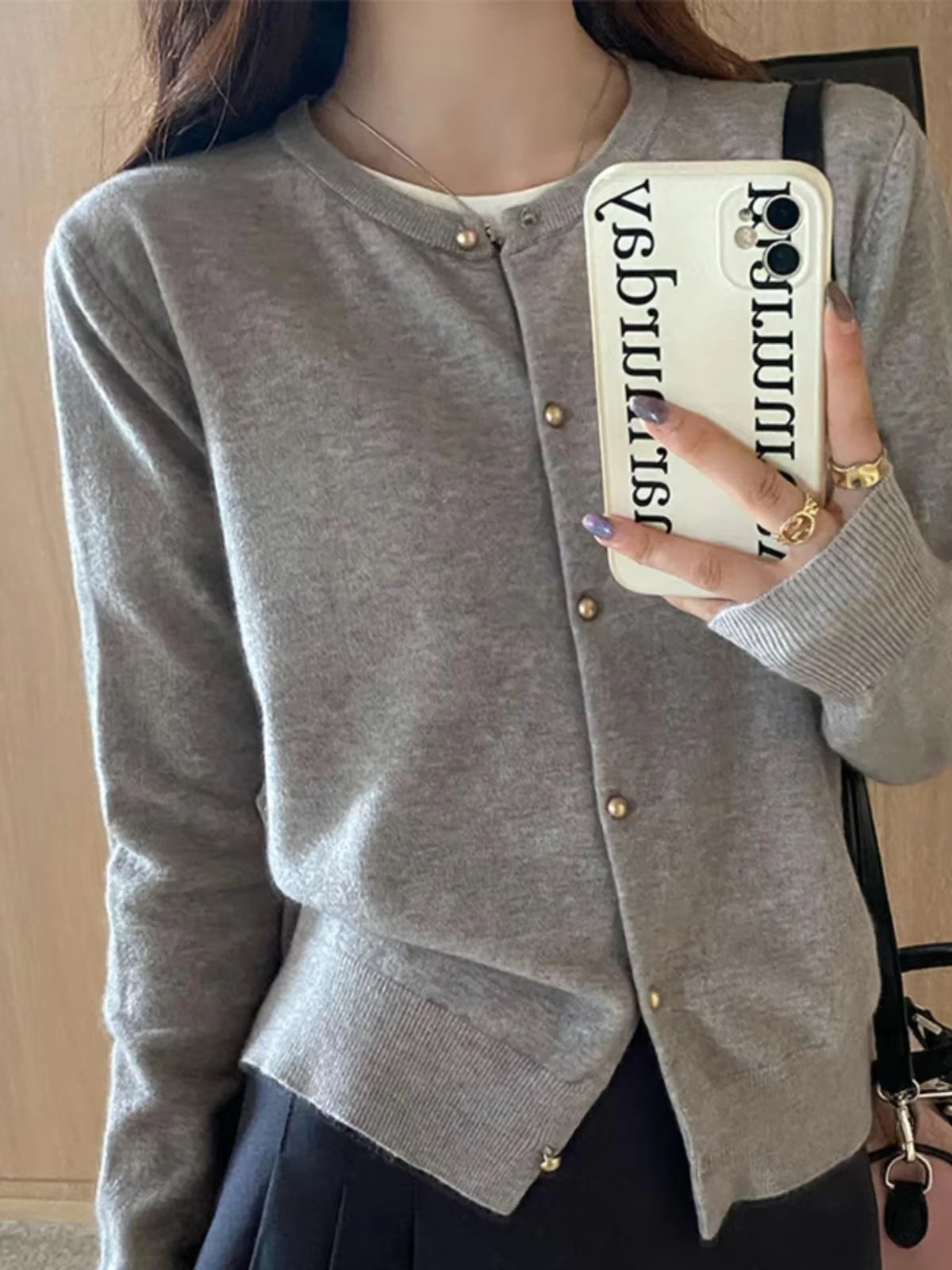 Solid Color Knitted for Women Cardigan Korean Single Breasted Long Sleeve Jumper Woman Round Neck All Match Cardigans Outwear