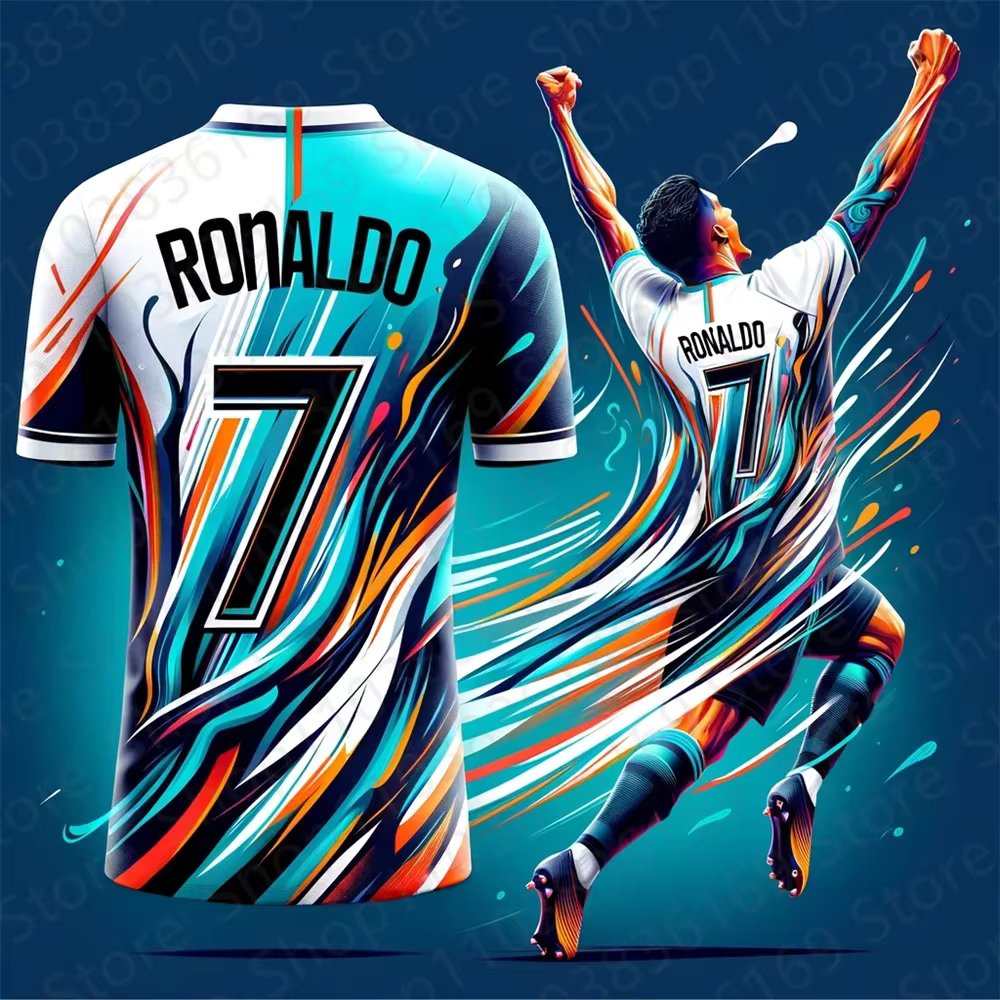 2024 New C Ronaldo Football Fan Jersey Kids Adult Summer Sports Soccer Training T-Shirt Children Top Round Neck Loose Sweatshirt