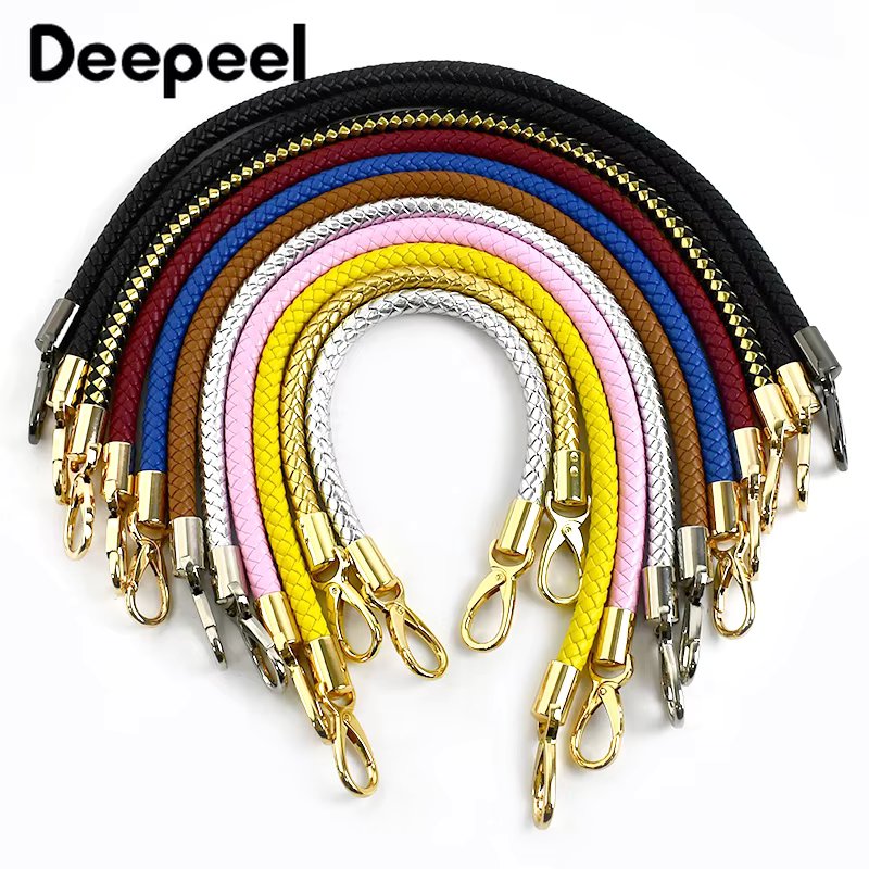 2Pcs Deepeel 30-60cm Metal PU Leather Round Rope Handbags Handle Bag Strap Luggage Bags Shoulder Belt Craft Hardware Accessory
