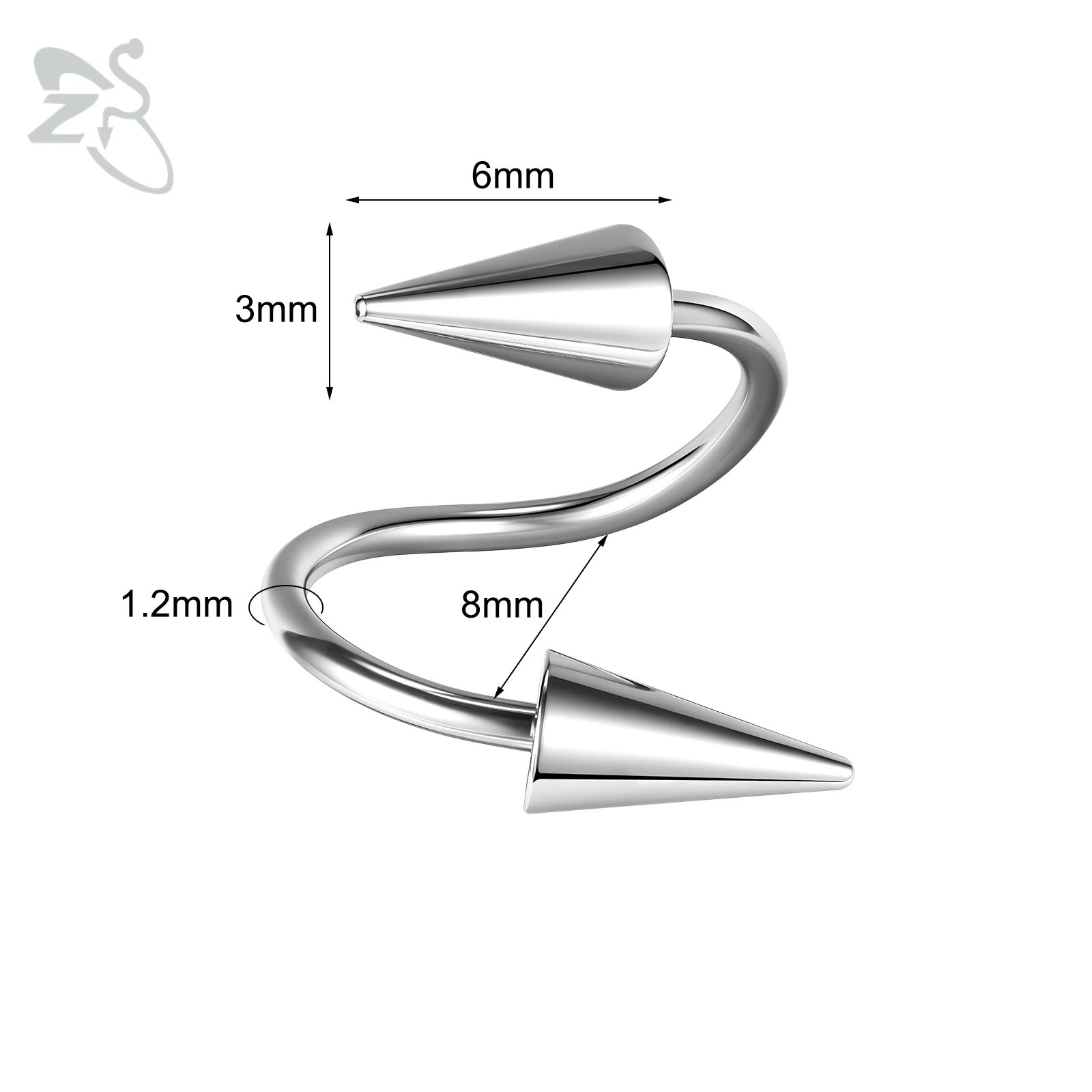 Silver-8X3X6mm