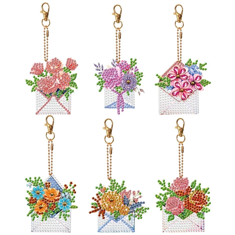 8PCS Diamond Painting Keyring Full Drill Teddy Bear Double Sided Art Keychains Pendant Rhinestone Painting Pendant Ornament