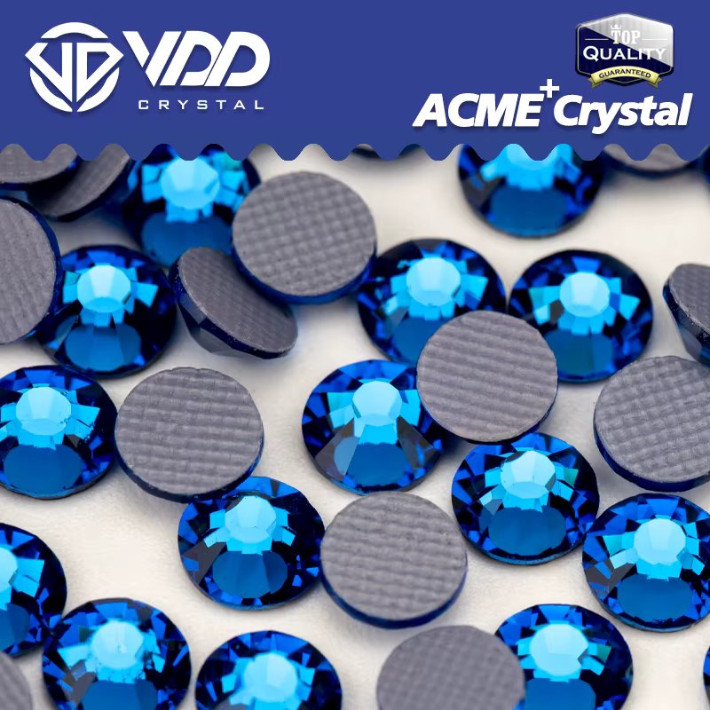 VDD 029 Capri Blue ACME+Series Glass Crystal Rhinestones Hot-Fix Iron On Strass Flatback Glitter 3D Stones Clothes Accessories