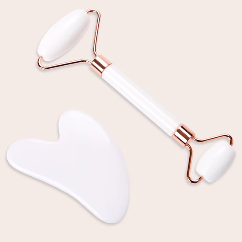 Face And Neck Massager Resin Roller Beauty Scraping Double-ended Massage Stick To Unblock And Relax Non-rose Crystal Jade