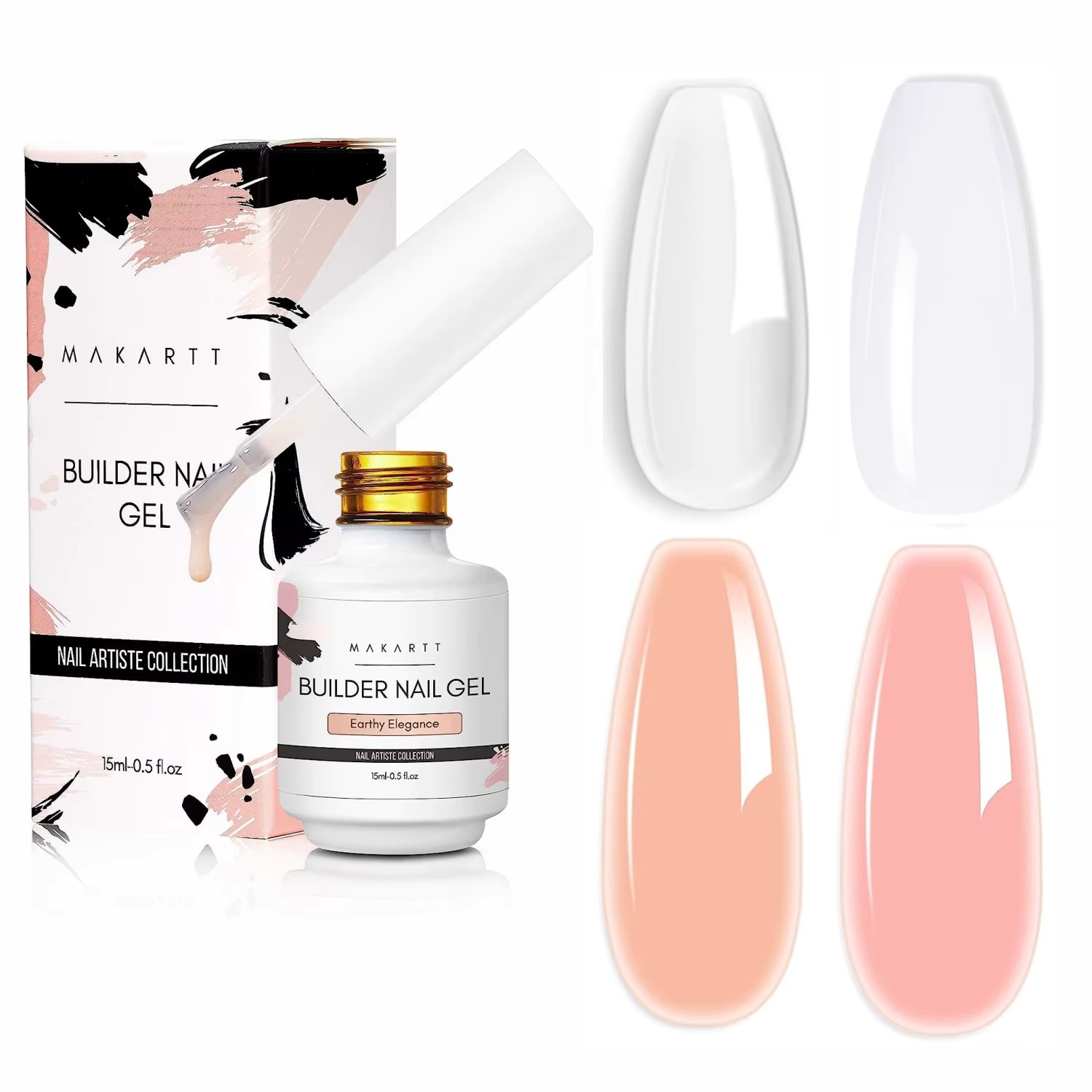 Makartt 5-in-1 Builder Gels Nail Gel Extension Nail Strengthen & Nail Repair Base Coat Nail Polish Soak Off  UV/LED Lamp Needed