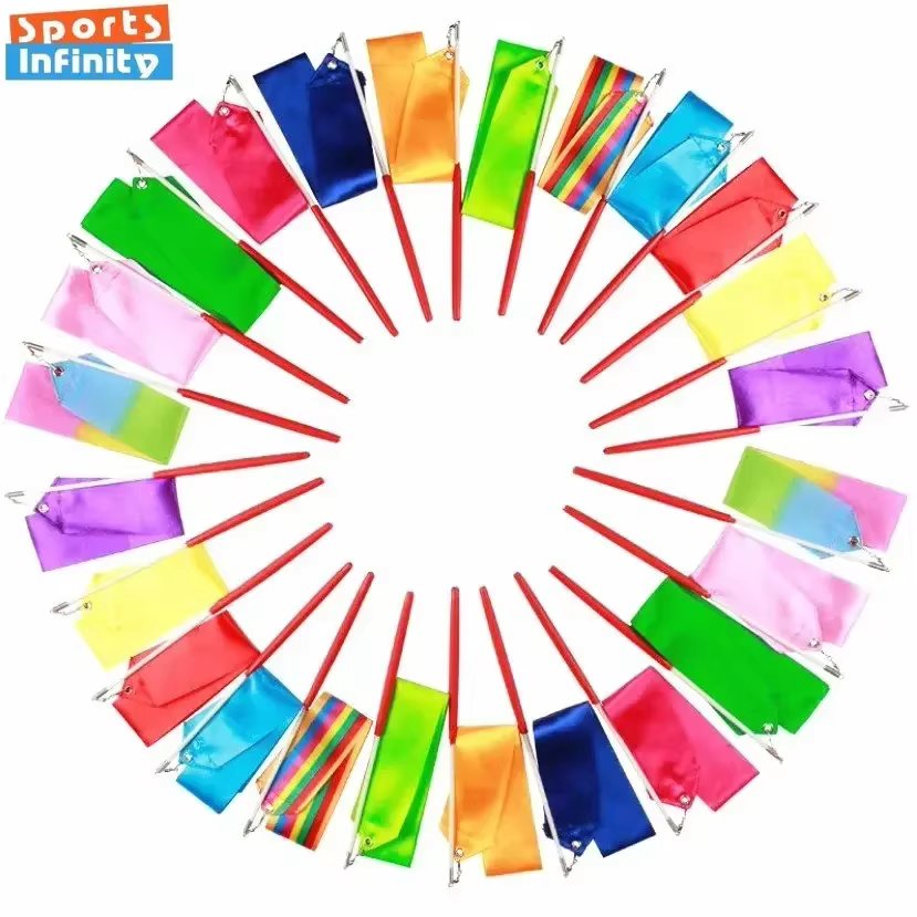 2M 4M 6 Meters Colorful Gym Dance Ribbon Rhythmic Girl Art Gymnastics Ballet Streamer Twirling Rod Rainbow Stick Sports Training