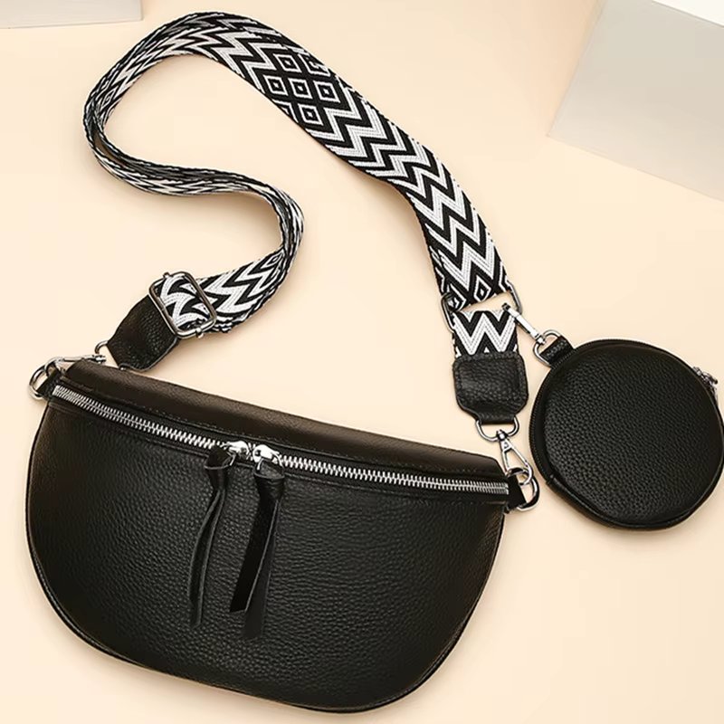 Soft Genuine Leather Fashion Saddle Bag Shoulder Crossbody Bag Luxury Women Cow Leather Casual Phone Pouch Ladies Handbag Purse