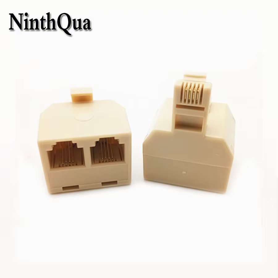 1pcs 6P4C RJ11 Telephone Splitter 2 Way Adapter 1 M To 2 F RJ-11 Phone Jack Connector