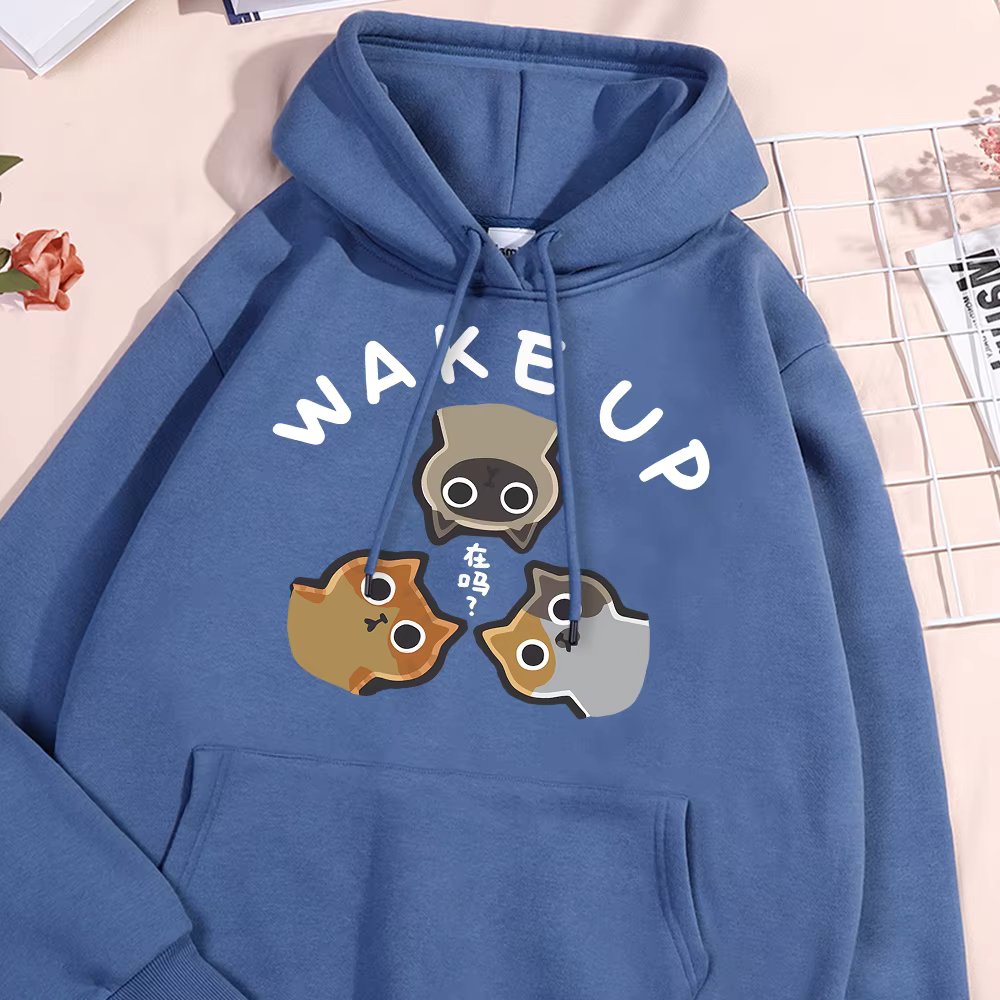 Wake Up 3 Onlookers Of Cats Men Women Clothing 2020 Fashion Prints Streetwear Crewneck Fleece Hoodies Autumn Casual Hoody Couple