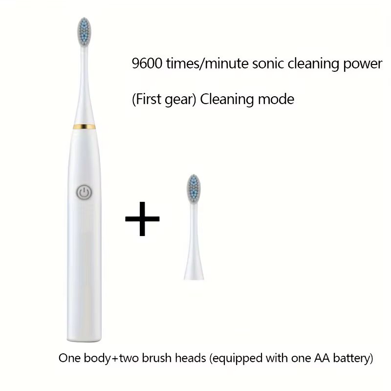 1pc electric ultrasonic toothbrush 1-speed household soft hair USB rechargeable waterproof adult dental cleaner travel supplies.