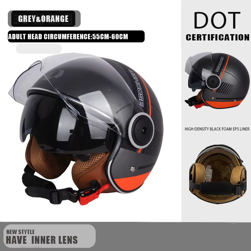 DOT certification Motorbike Casco Go Kart Scooter Motor Van Motorcycle Dual Lens Vintage Helmets Four Seasons Racing Half Helmet
