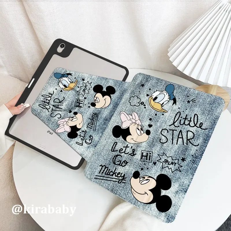 Cute Mickey Winnie Case For iPad Mini 5 6 8.3in Air4 5 6 13in Pro 2024 2022 11inch 9th 10th Generation Rotation Tablets Cover