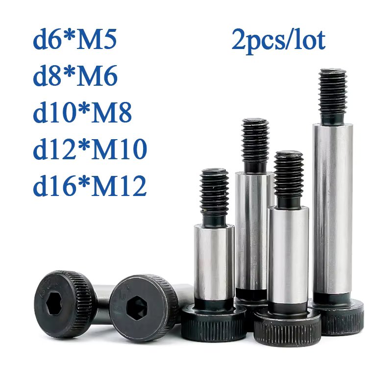 2Pcs/lot  M5 M6 M8 M10 Diameter= 6 8 10 12mm Grade 12.9 Steel Hex Hexagon Socket Cap Head Shoulder Roller Bearing Screw Bolt