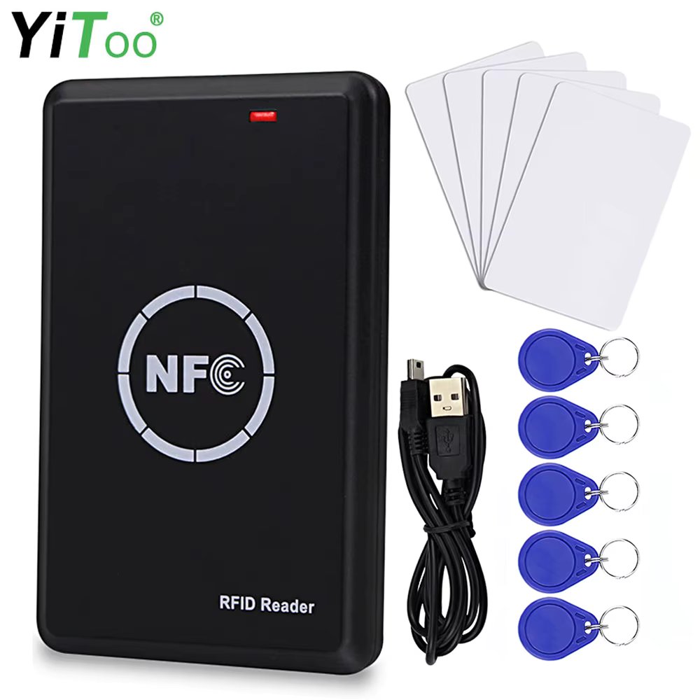 Premium RFID Reader Writer Duplicator, NFC Copier, Smart Card Programmer,125KHz 13.56MHz Decoder, T5577 UID Key Fobs Cards, USB