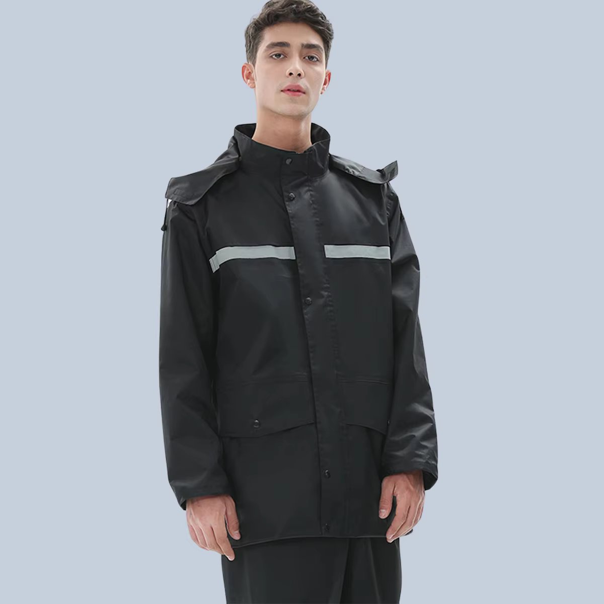 Capa De Chuva Conjunto Completo  Com Faixa Refletiva Adulta Masculina Feminina Com Faixa de sinalizao E Capuz