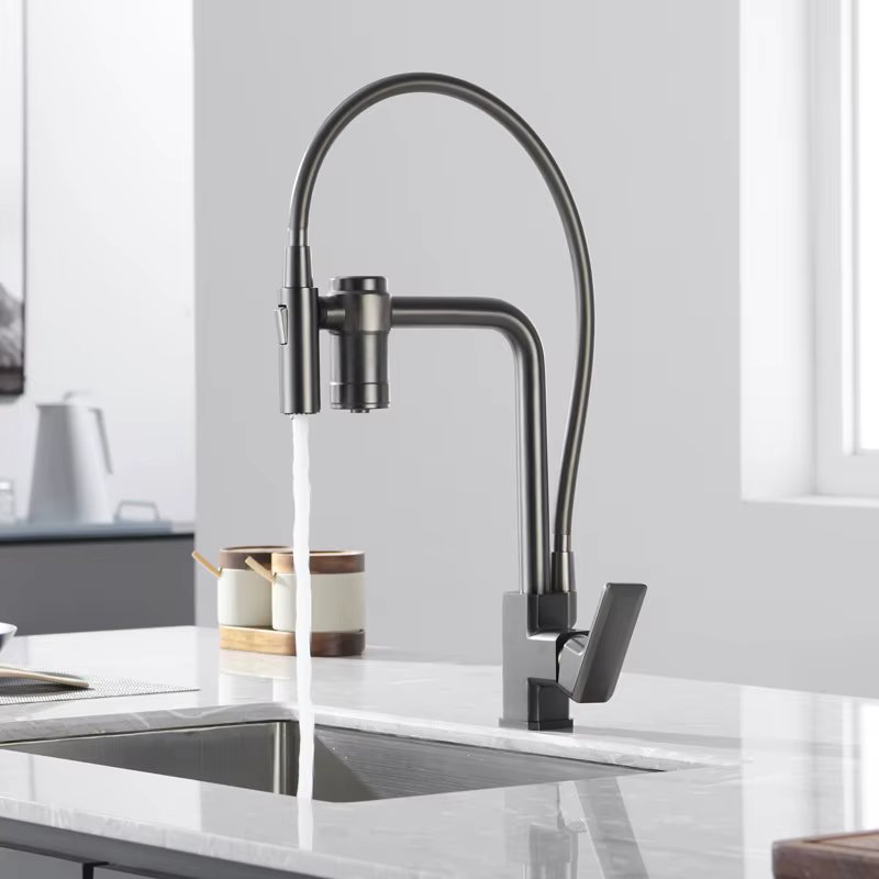 Filter Water Kitchen Faucet Pull Down Stream/Shower Sprayer Brass Drinking Water Tap 360 Swivel Pure Water Mixer Taps Crane
