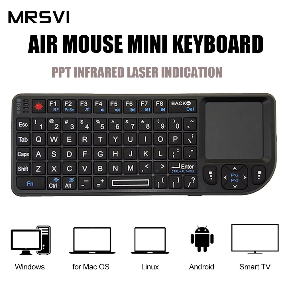 A8 Mini Wireless Keyboard 2.4G 7 Color Backlit English Russian Spanish French Touchpad Air Mouse for Android TV Box PC Tablet