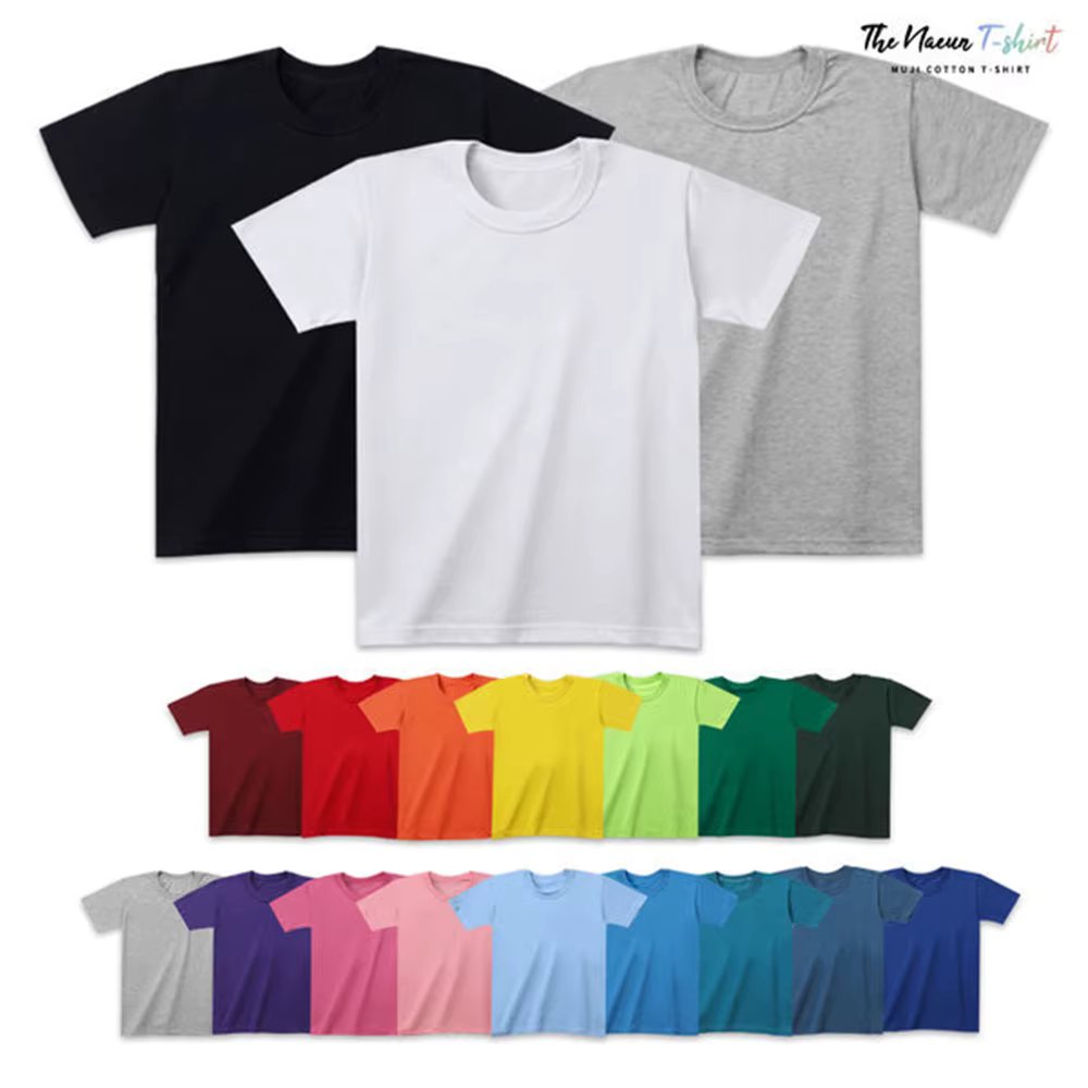 XS ~ 7XL Better Korean Production Kama Sa Pure Cotton 100% Basic Men Women's Mug T-Shirt Half-sleeved Tea Round Cotton Tirt