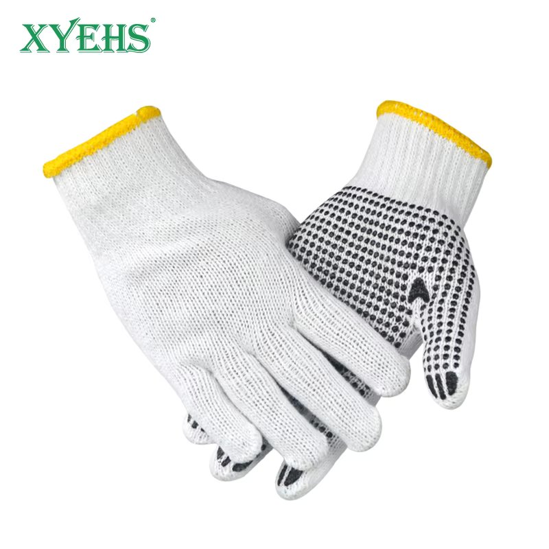 XYEHS 24 Pcs/12 Pairs General Safety Work Gloves with PVC Dots 7 Gauge 750G Polyester Knit Industrial Gardening Hand Protection