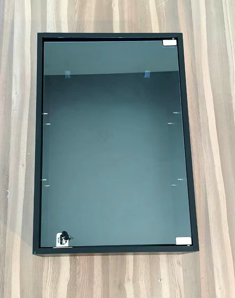 64x44x25 Black Glass Shelf Hanging Showcase