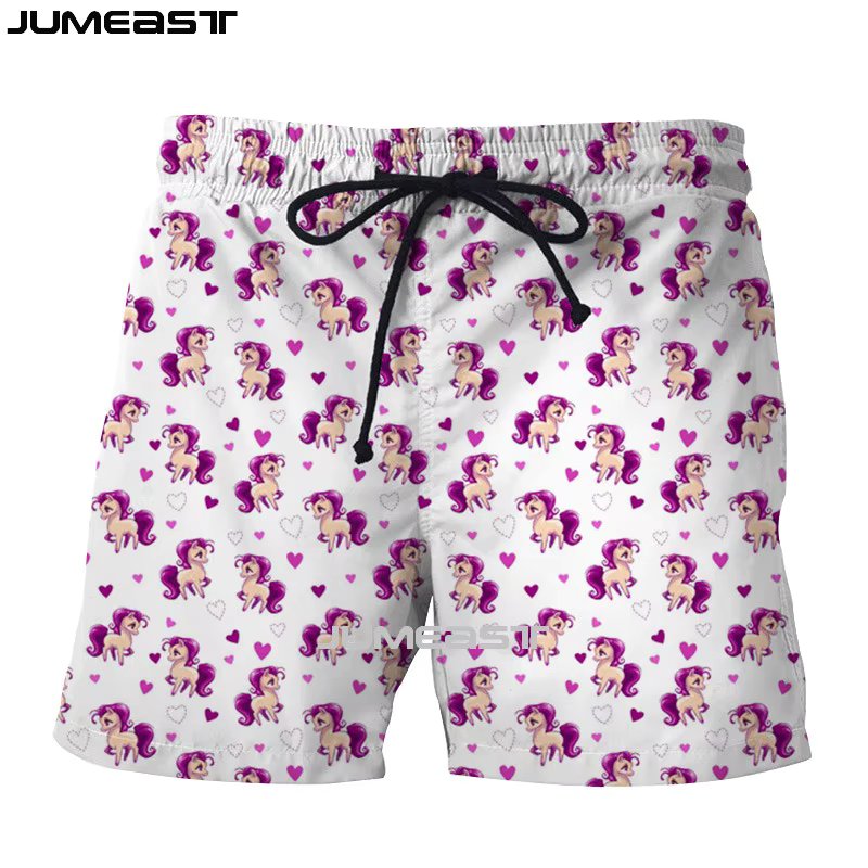 Jumeast Men Women 3D Cartoon Little Pony Oversized Streetwear Board Shorts Fashion Summer Beach Casual Sweatpants Short Pants