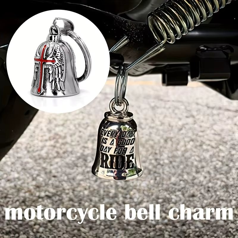Motorcycle Bell Guardian Angel Ride Cycling Bell Chains Accessories Bells For Motorcycles Riding Punk Cross Exorcist Amulet