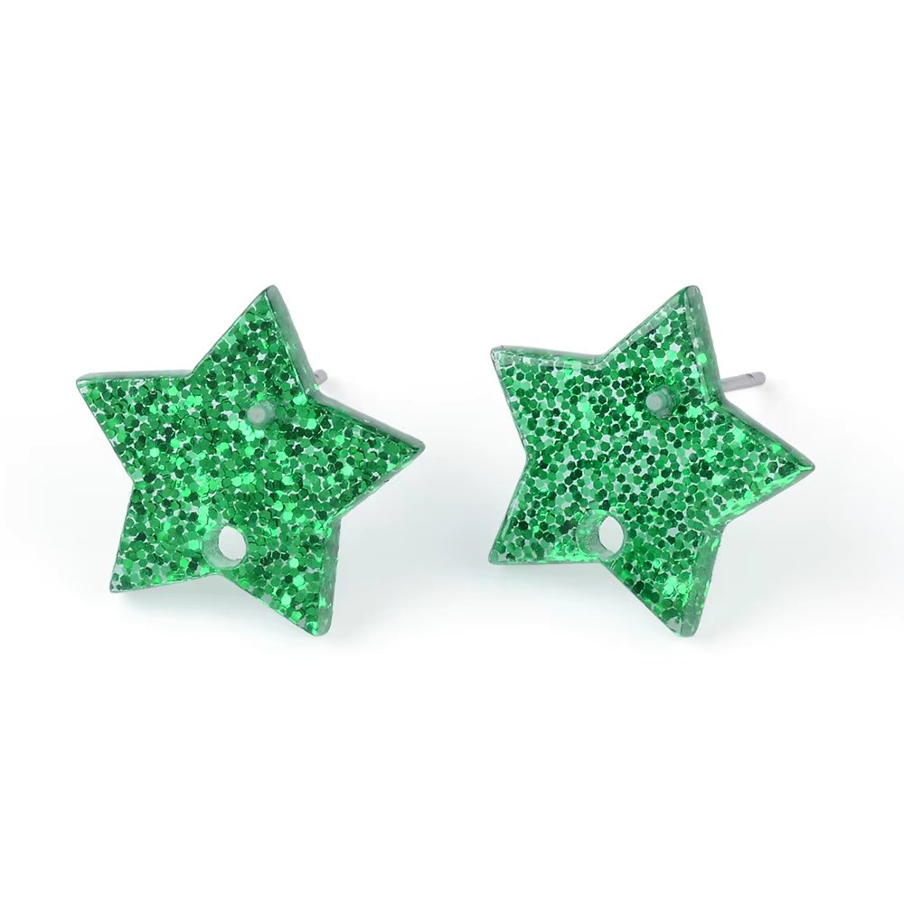 20PCS15mm 925 silver needle earrings, pentagram acrylic spiral cartilage earlobes, perforated jewelry wholesale diy