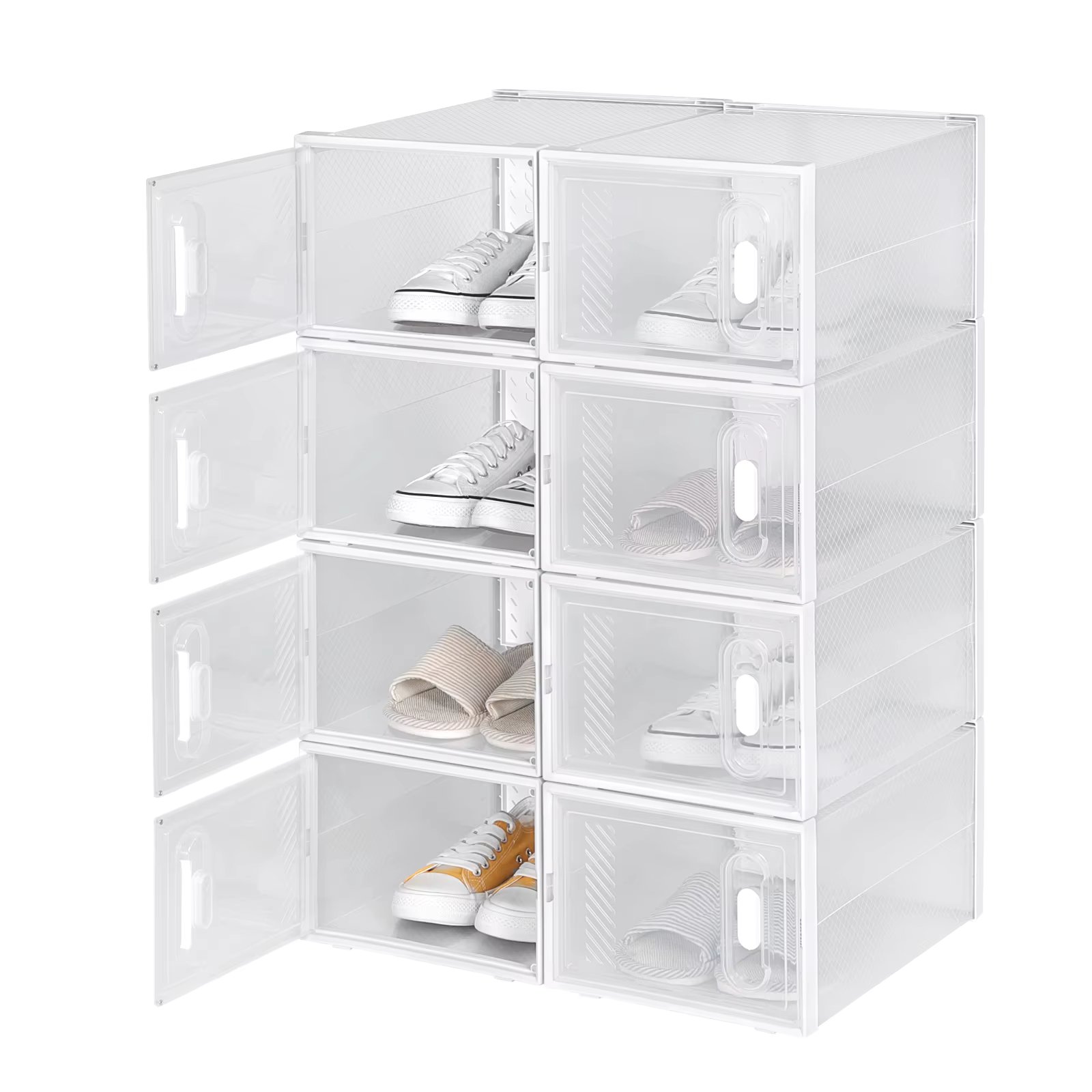 Dustproof Shoes Organizers 8/12/18pcs Shoe Rack Cabinet Transparent Storage Foldable Stackable Plastic Toy Boxes with Lid