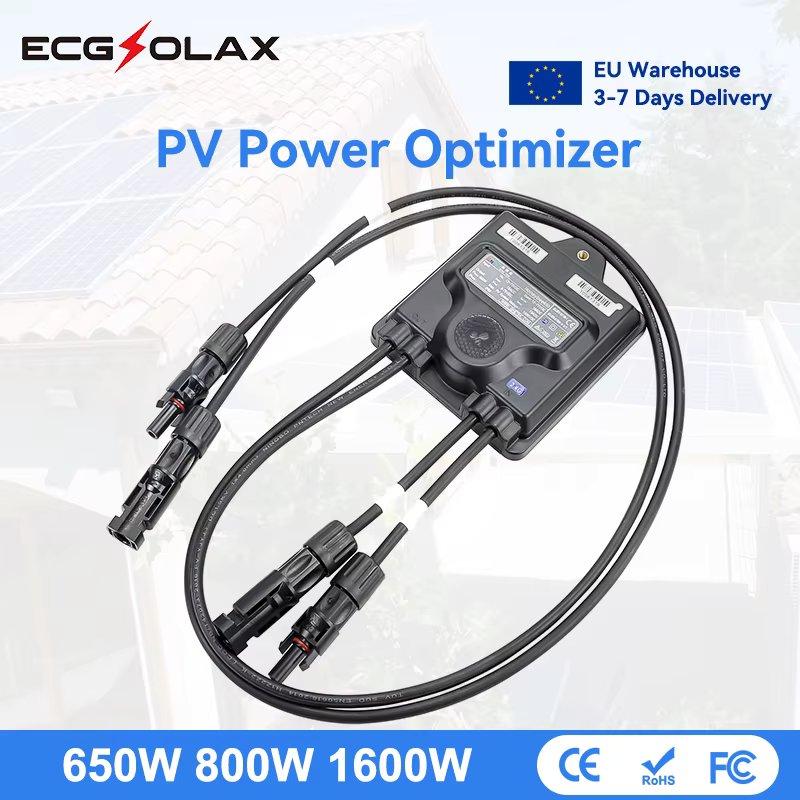 ECGSOLAX PV Solar Power Optimizer MPPT 650W 800W 1600W 12V-75V Input Ip68 Solar Panel Monitoring Voltage-Limiting Anti-Hotspot