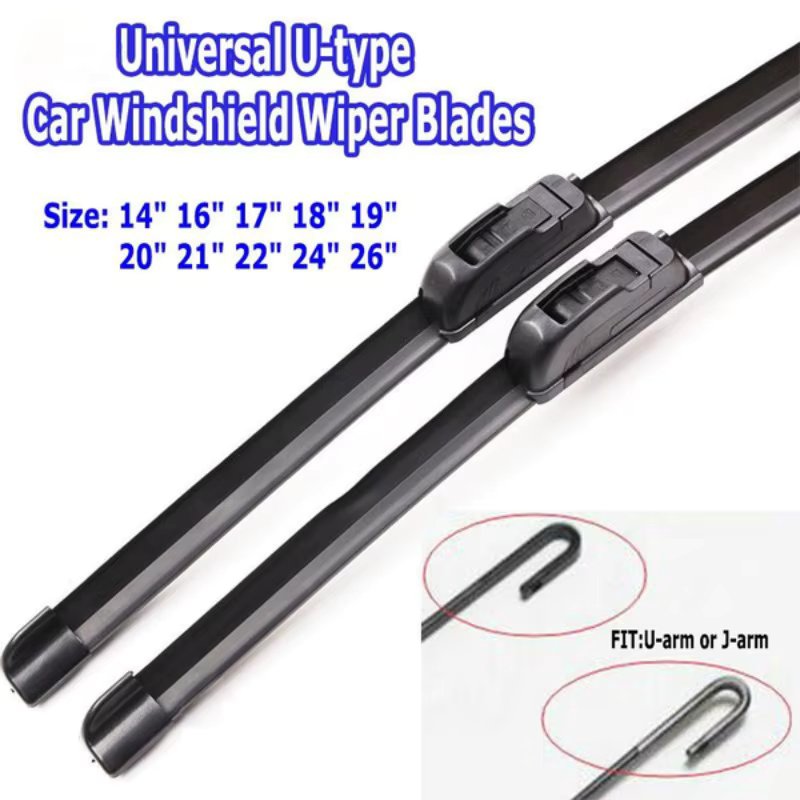 1Pc Car Windshield Wiper Blades U-type Universal Soft Rubber Frameless Bracketless Car Wipers
