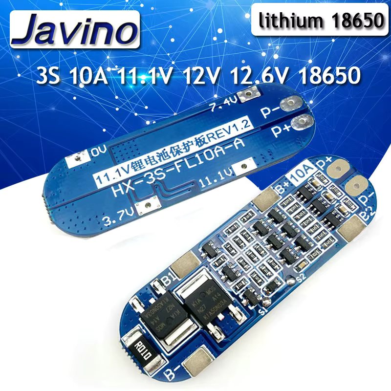 BMS 3S 10A 11.1V 12V 12.6V 18650 Lithium Battery Charger Protection Board Power Bank Charging BMS 3S Li-ion Battery Cells PCB