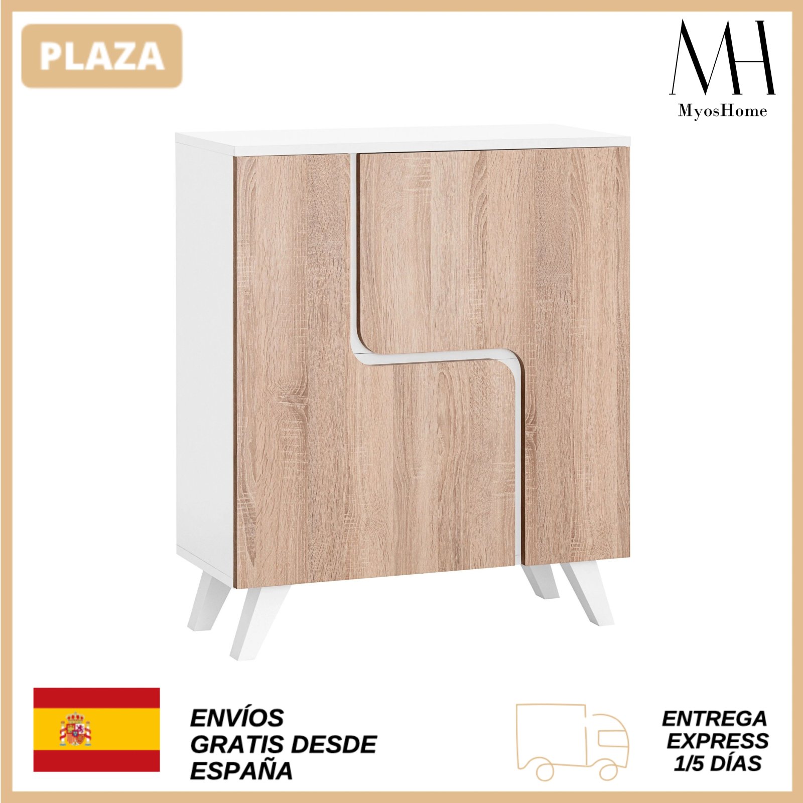 Myoshome-Furniture Sideboard Comfortable in Oak and White 80x94x34 cm Venus