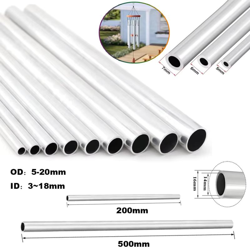 1pcs 6063 Aluminium Pipe Length 500mm/200mm OD 5~20mm  Inner Dia 3~18mm Thickness 1mm Straight Round Aluminum Alloy Tube