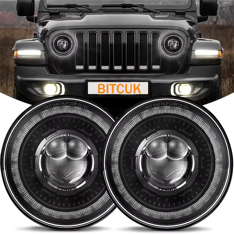 Dragon Eyes 7INCH LED Headlight Moto Car Led 7" Car Headlamp with High/Low Beam Turn Signal Light or Jeep wrangler JK TJ CJ Lada