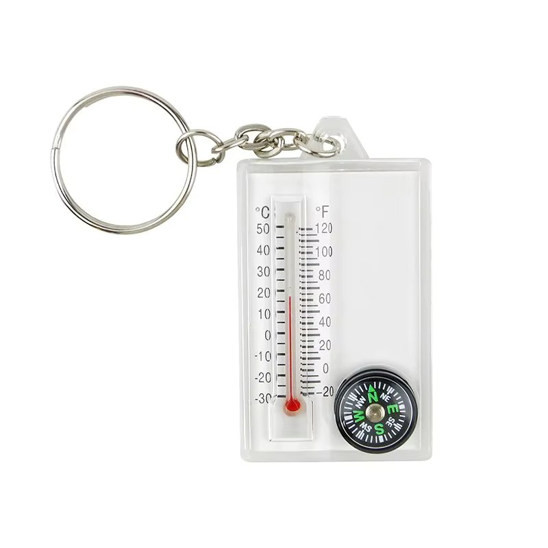 Outdoor Mountain Climber Buckle compass pointer mini keychain thermometer key hook camping tool compass carbiner