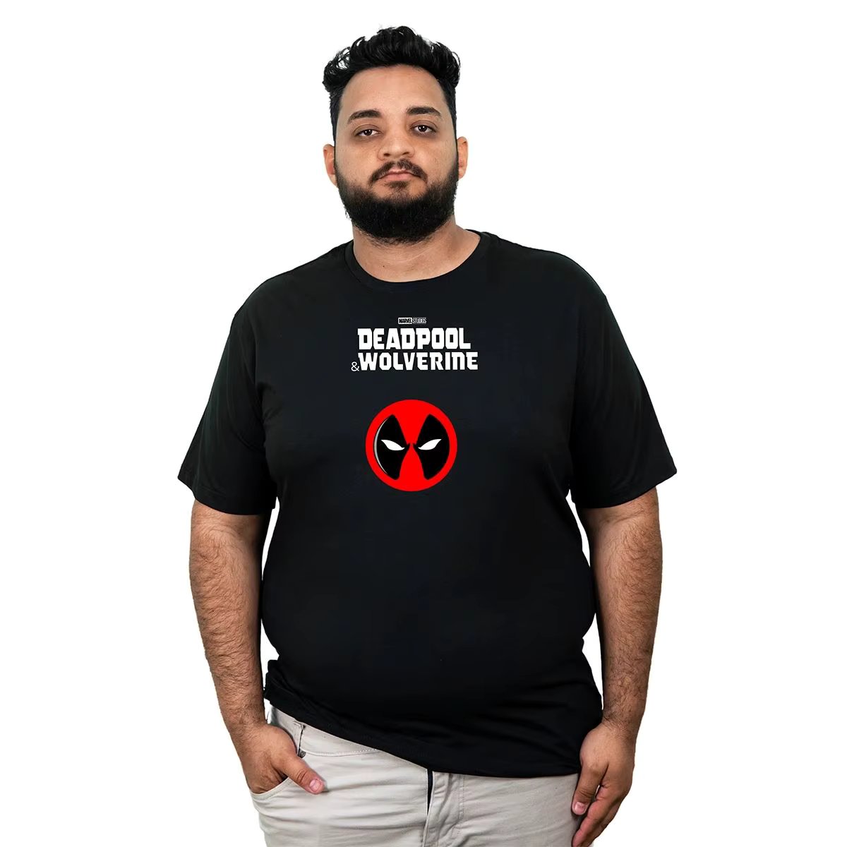 Men's Plus Size Short Sleeve Movie Deadpool and Wolverine T-Shirt