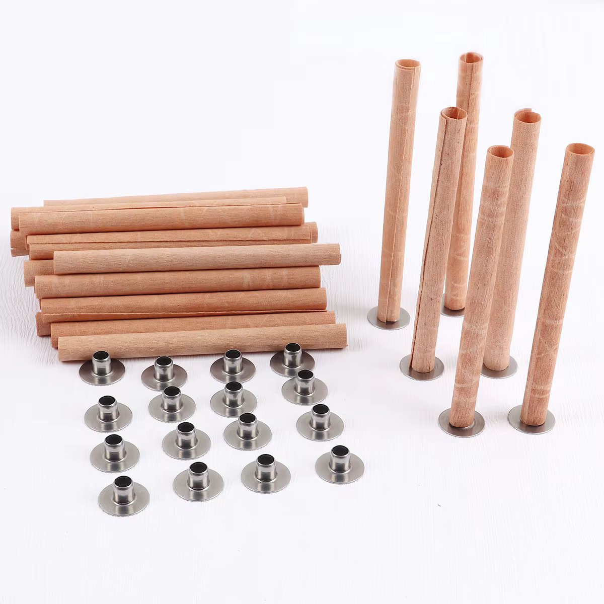 10Pcs 6mm 8mm 10mm 15mm Cylindrical Wooden Candles Wick With Sustainer Tab DIY Candle Making Supplies Handmade Soy Wax Wick