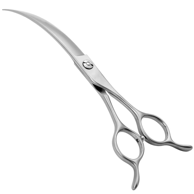 Dog Grooming Scissors Japan Stainless 7" Professional Pet Scissors Big Angle Dog Curved Scissors for Groomer Bend Down Shears