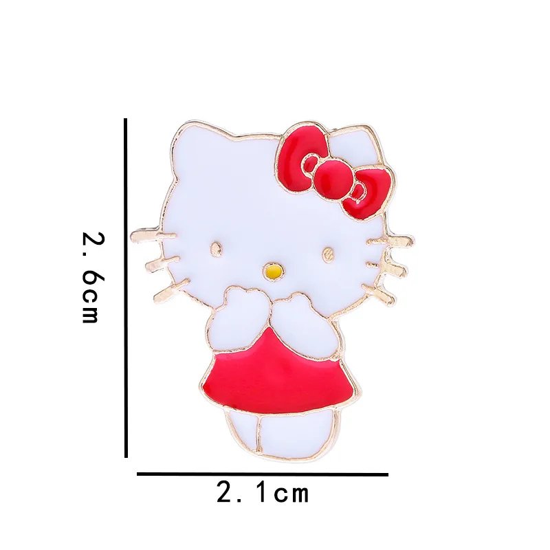 Japanese Cute Alloy Drop Oil Cartoon HelloKitty Kitten Brooch Bag Accessories Pin Girl Chest Badge Cute Anime High-quality