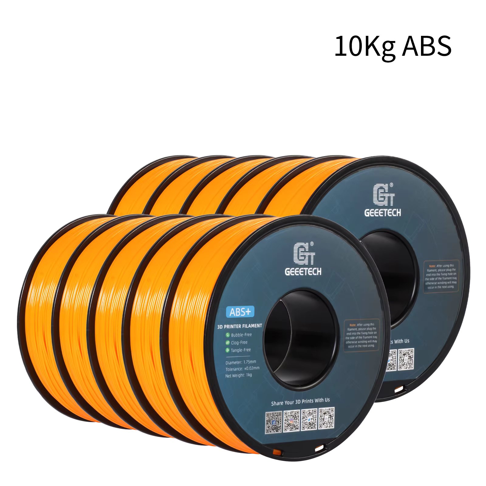 GEEETECH 10Kg 3D ABS+ Filament 1.75mm Spool Wire For 3D Printer Material,Safety, Vacuum packaging