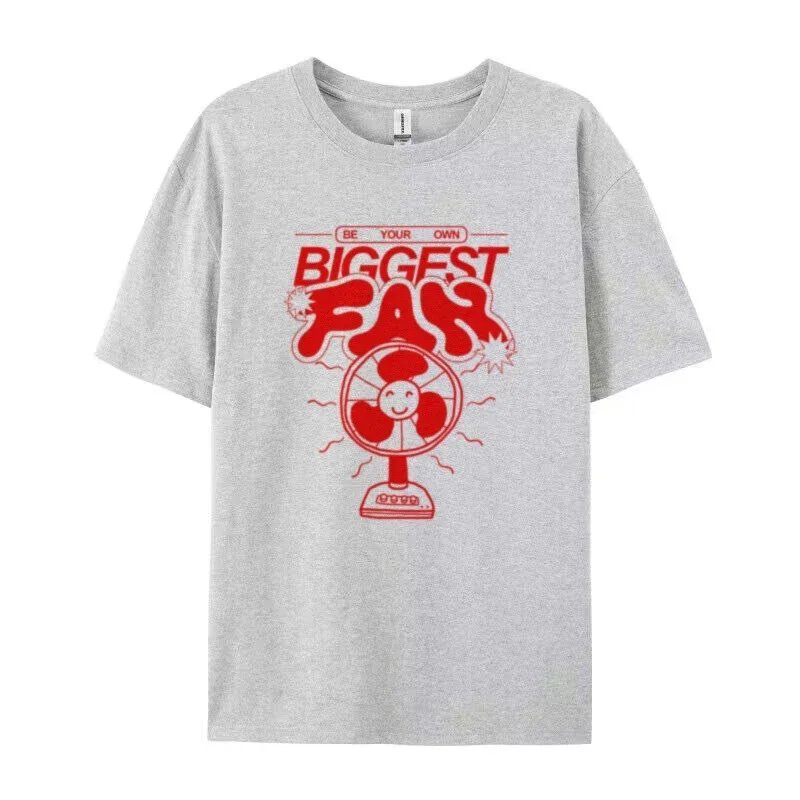 Unisex Biggest Fan Hippie Funny T-Shirt Retro Cartoon Inspirational T Shirts Cute Y2k Streetwear Graphic Tees Women Loose Top